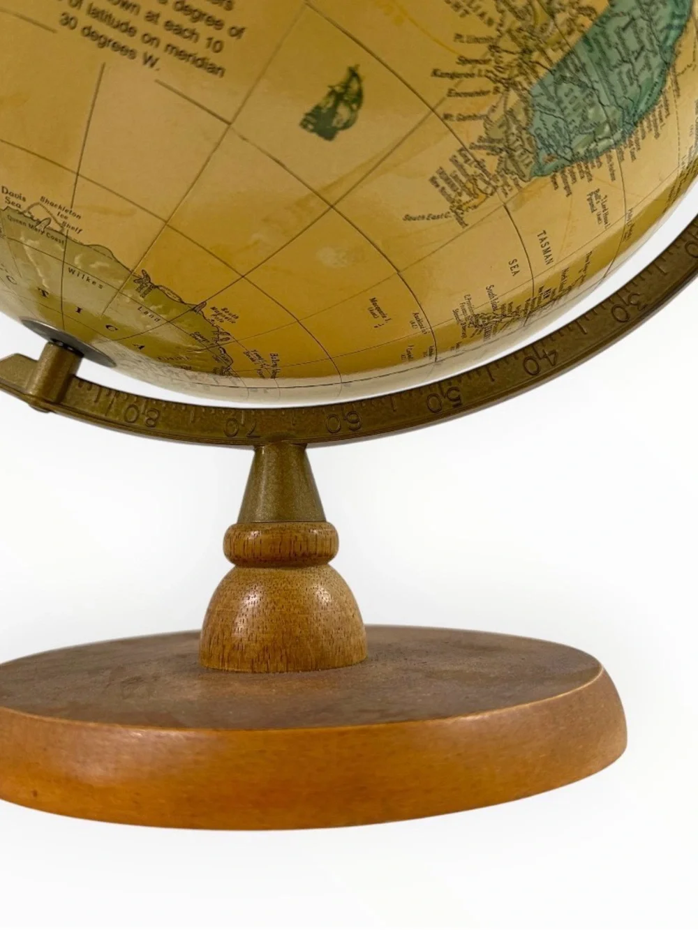 Vintage 1960s Cram’s Imperial 12” World Globe Wood Base Raised Relief USA